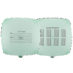 Шар (18''/46 см) Квадрат, Тетрадь, Зеленый, 1 шт. в уп.