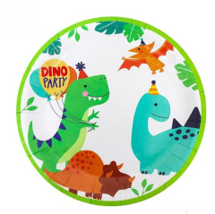 Тарелки (9"/23 см) Динозаврики, 10 шт.