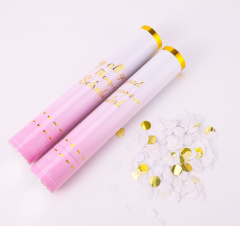 Пневмохлопушка, Конфетти белый/золото, 30 см, 1 шт.